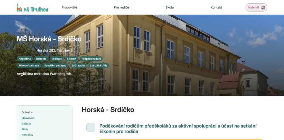 Prezentace pracoviště Horská – Srdíčko