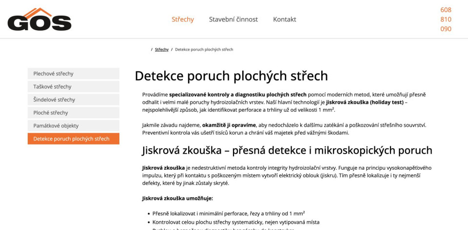 Detail prezentované služby