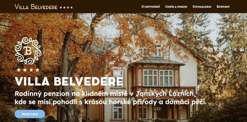 Prezentace ubytování Villa Belvedere v Janských Lázních