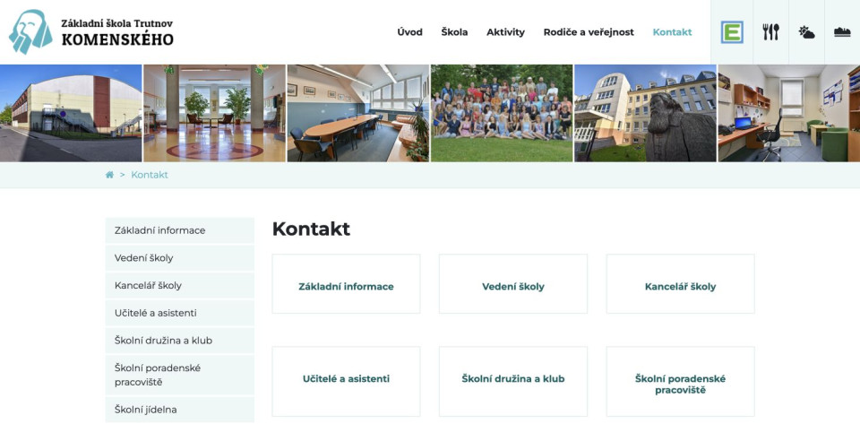 Členění kontaktů podle oblastí a pracovišť školy